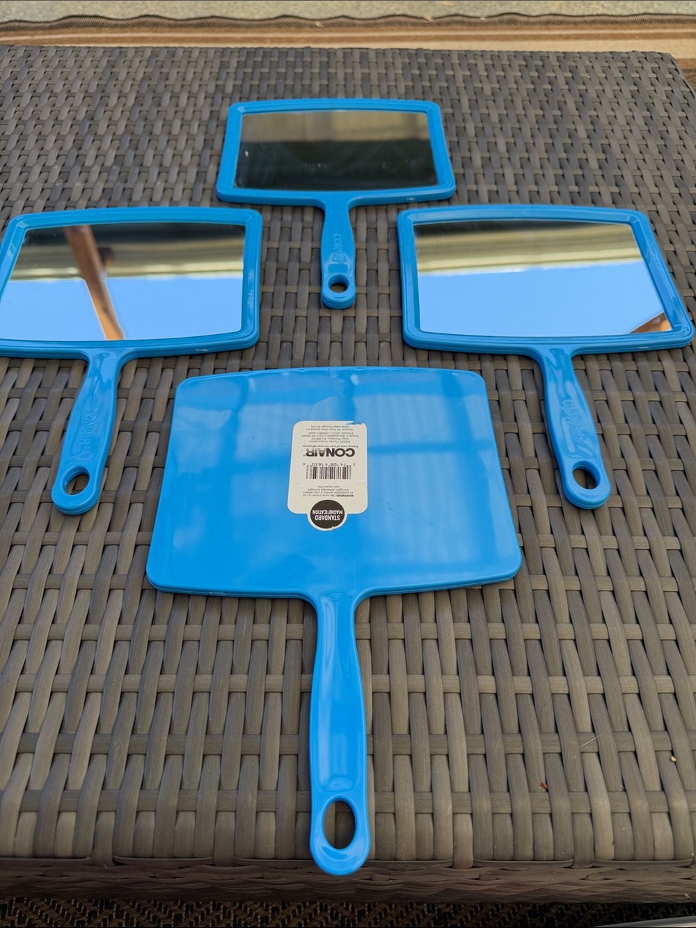 4 Blue Handheld Mirrors- Portable Personal Grooming Mirror
